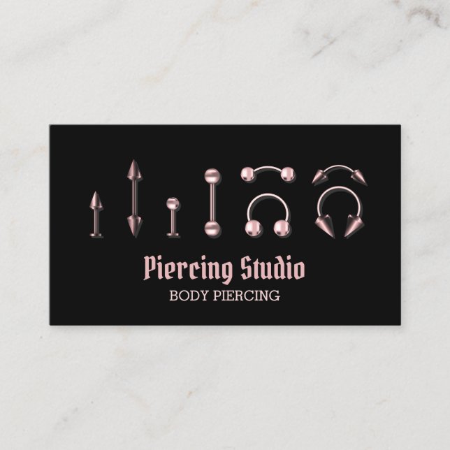 Piercing Specialist Modern Svart rosa Visitkort (Framsida)