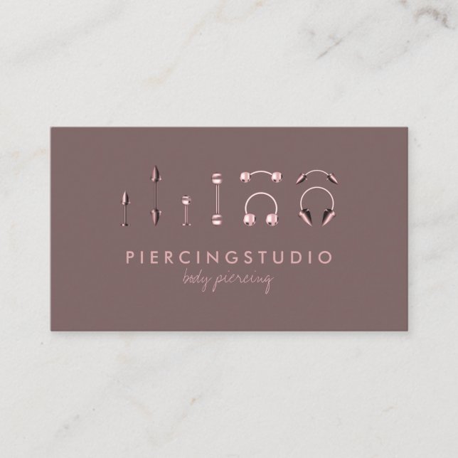 Piercing Specialist Tattoo Studio Rosa Guld solid Visitkort (Framsida)