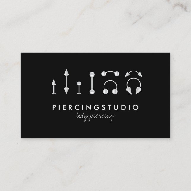 Piercing Tattoo Studio Black Visitkort (Framsida)