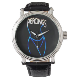 Piercings Neon Dam Silhouette - Blue Watches Armbandsur