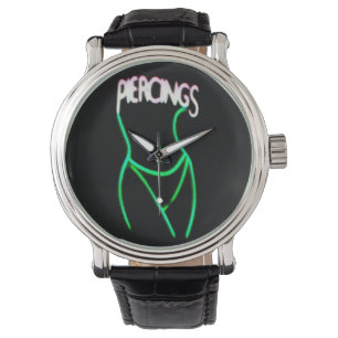 Piercings Neon Dam Silhouette-Grönt Watches Armbandsur