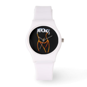 Piercings Neon Dam Silhouette-Guld Watches Armbandsur