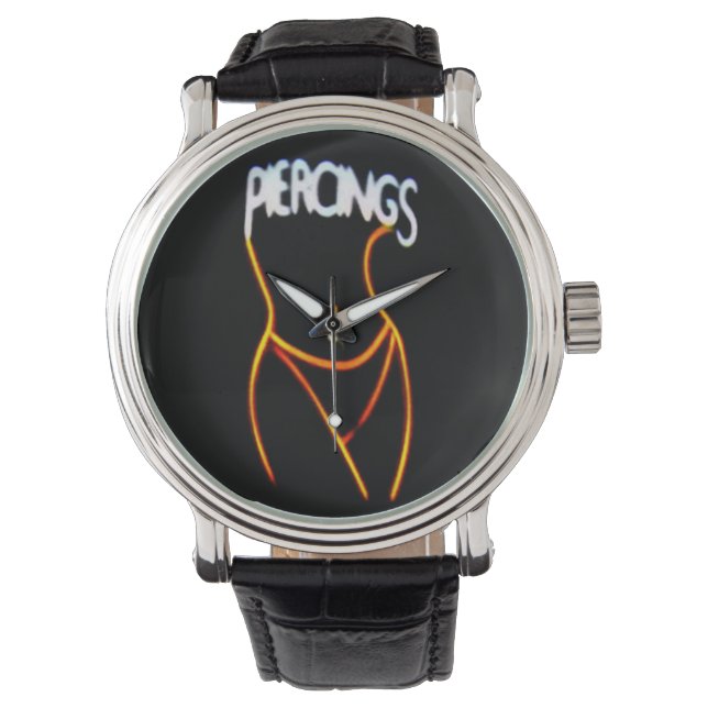 Piercings Neon Dam Silhouette-Guld Watches Armbandsur (Framsida)