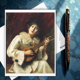 Pierette som spelar Lute av Paul De La Boulaye Vykort
