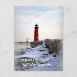 Pierhead Lighthouse, Kenosha Wisconsin Vykort