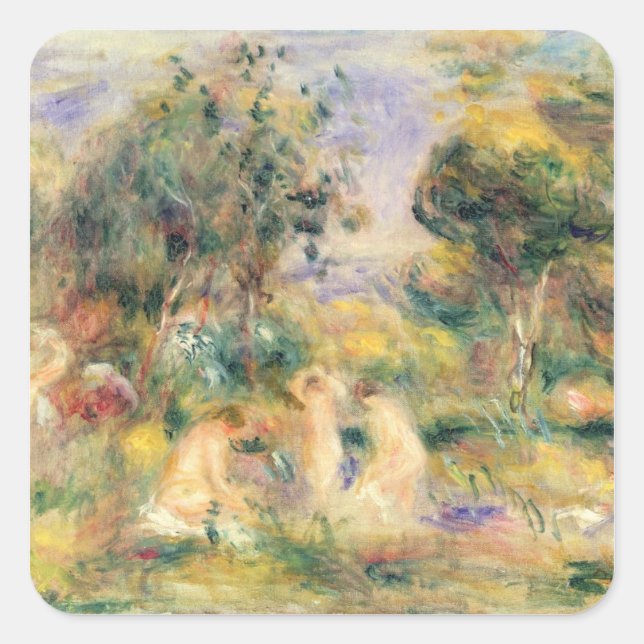 Pierre A Renoir | Bathers Fyrkantigt Klistermärke (Framsida)