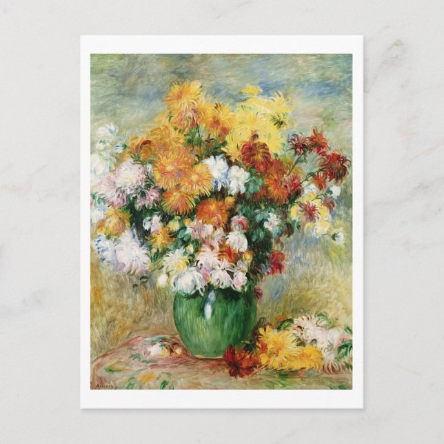 Pierre A Renoir | Chrysanthemums Bouquet Vykort (Framsida)