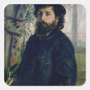 Pierre A Renoir Claude Monets Porträtt Fyrkantigt Klistermärke