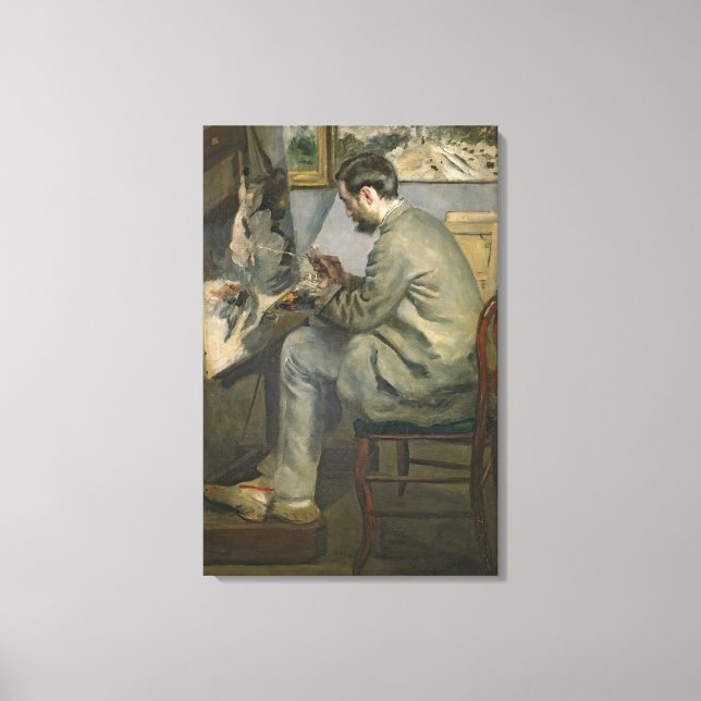 Pierre A Renoir | Frederic Bazille vid Easel Canvastryck (Framsida)