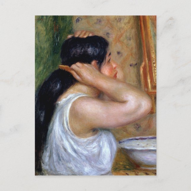 Pierre A Renoir | Girl Coming her Hair Vykort (Framsida)