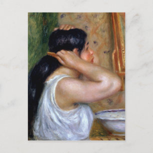Pierre A Renoir Girl Coming her Hair Vykort