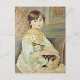 Pierre A Renoir Julie Manet med Kat Vykort