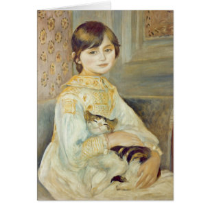 Pierre A Renoir Julie Manet med katt Hälsningskort