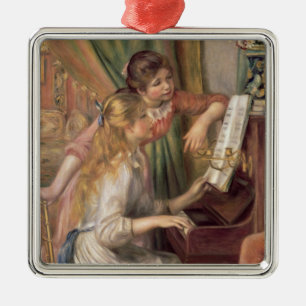 Pierre A Renoir Unga flickor i Piano Julgransprydnad Metall