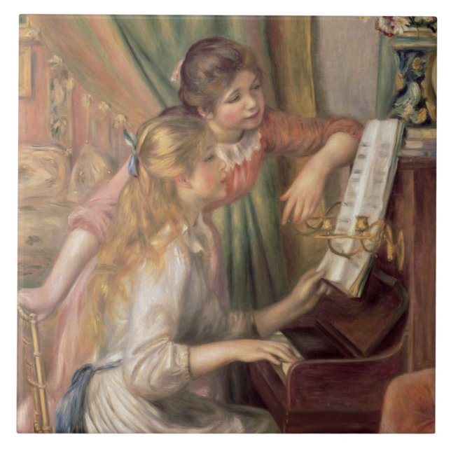 Pierre A Renoir | Unga flickor i Piano Kakelplatta (Framsidan)