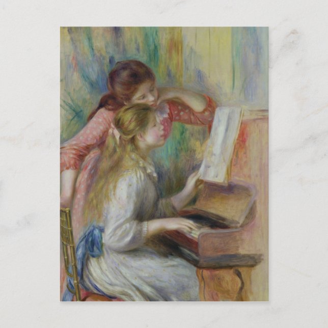 Pierre A Renoir | Unga flickor i Piano Vykort (Framsida)