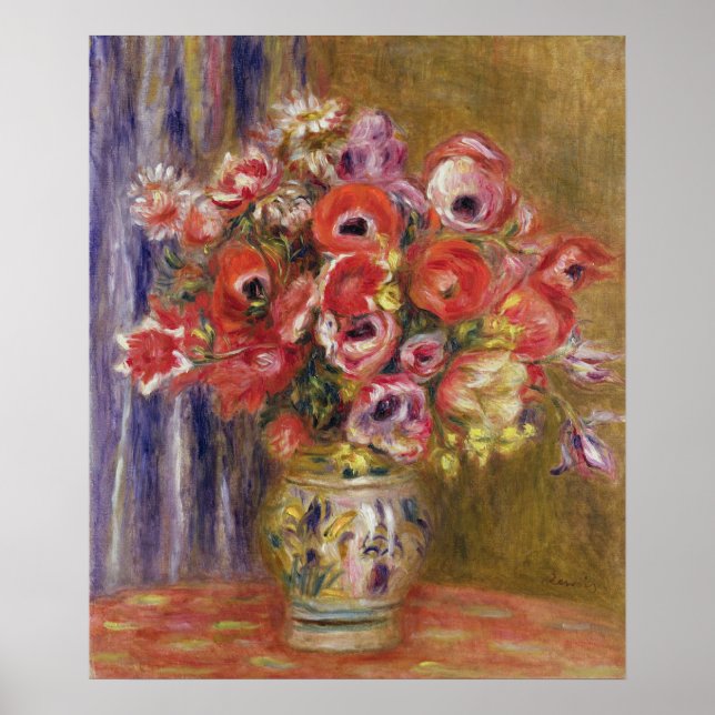 Pierre A Renoir | Vas i Tulips och Anemones Poster (Framsidan)