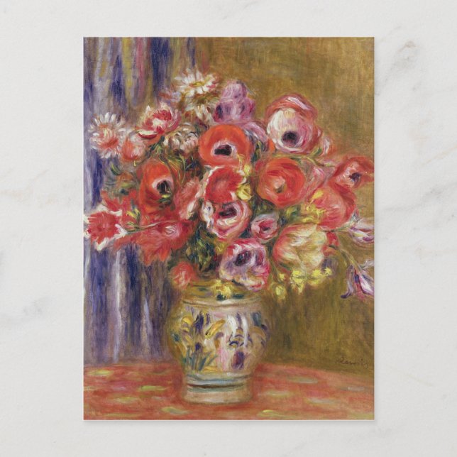 Pierre A Renoir | Vas i Tulips och Anemones Vykort (Framsida)