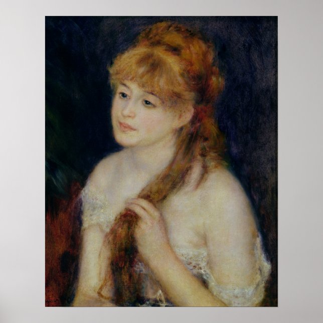 Pierre A Renoir | Young Woman Braiding her Hair Poster (Framsidan)