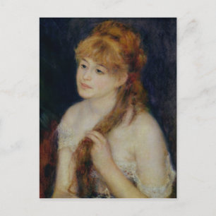 Pierre A Renoir Young Woman Braiding her Hair Vykort