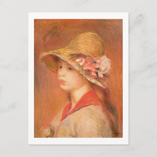 Pierre A Renoir | Young Woman in a Hat Vykort (Framsida)
