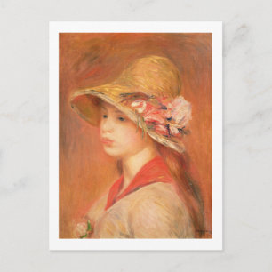 Pierre A Renoir Young Woman in a Hat Vykort