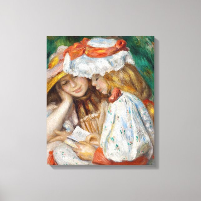 Pierre-Auguste Renoir - 2 Girls Reading Canvastryck (Framsida)