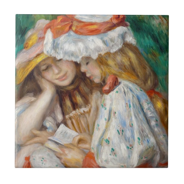 Pierre-Auguste Renoir - 2 Girls Reading Kakelplatta (Framsidan)