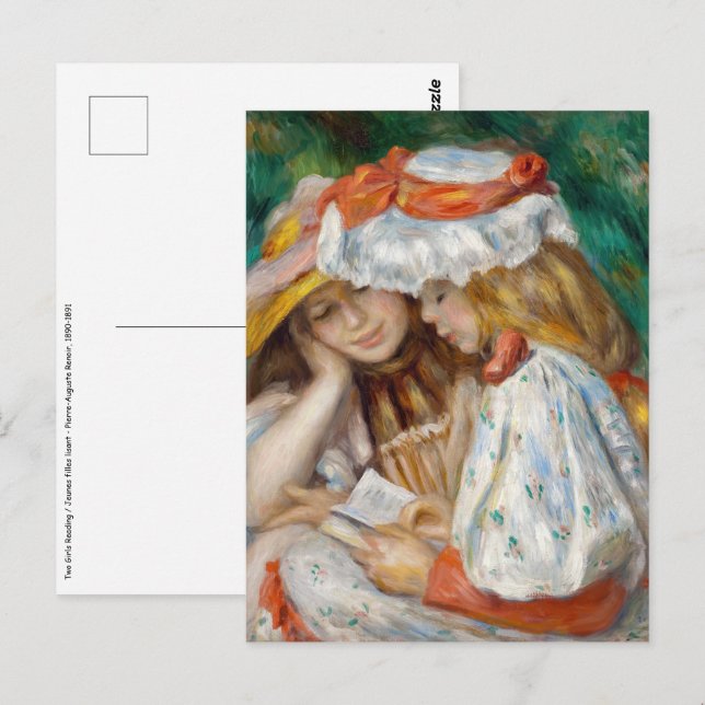 Pierre-Auguste Renoir - 2 Girls Reading Vykort (Fram/baksida)