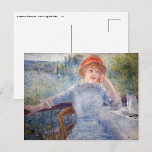Pierre Auguste Renoir - Alphonsine Fournaise Vykort (Fram/baksida)