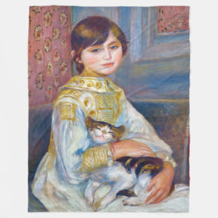 Pierre-Auguste Renoir - Barn med katt Fleecefilt