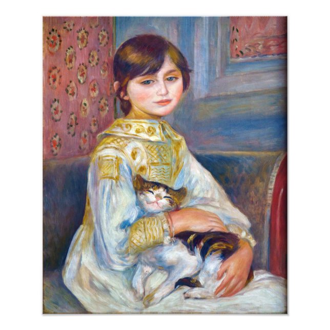 Pierre-Auguste Renoir - Barn med katt Fototryck (Framsidan)
