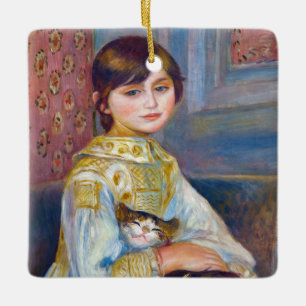 Pierre-Auguste Renoir - Barn med katt Julgransprydnad Keramik
