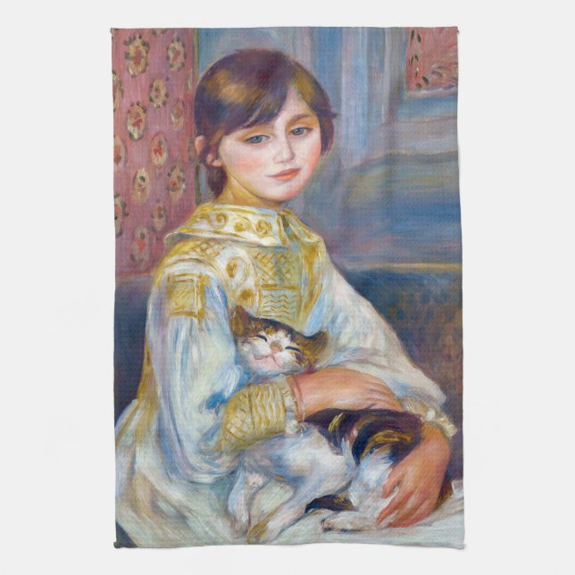 Pierre-Auguste Renoir - Barn med katt Kökshandduk (Vertikal)