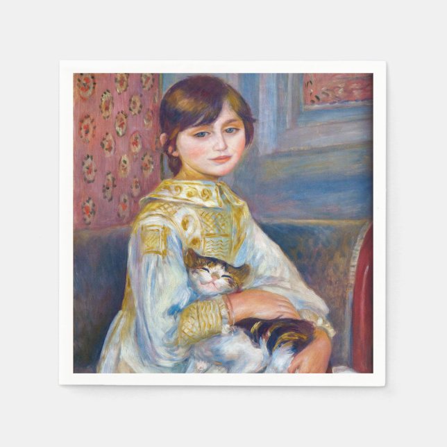 Pierre-Auguste Renoir - Barn med katt Pappersservett (Framsidan)
