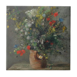 Pierre-Auguste Renoir - Blommor i Vas 1866 Kakelplatta