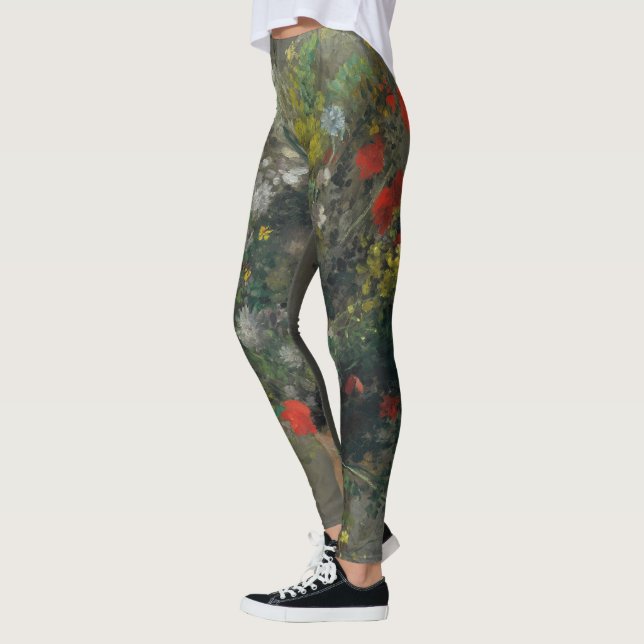 Pierre-Auguste Renoir - Blommor i Vas 1866 Leggings (Vänster)