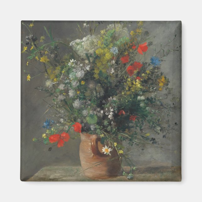 Pierre-Auguste Renoir - Blommor i Vas 1866 Magnet (Framsidan)