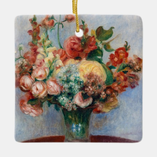 Pierre-Auguste Renoir - Blommor i Vas Julgransprydnad Keramik (Framsida)