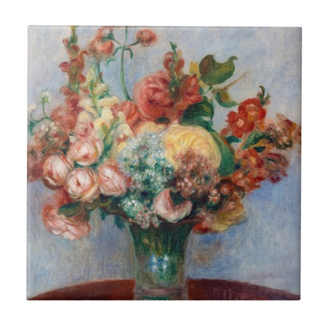 Pierre-Auguste Renoir - Blommor i Vas Kakelplatta (Framsidan)