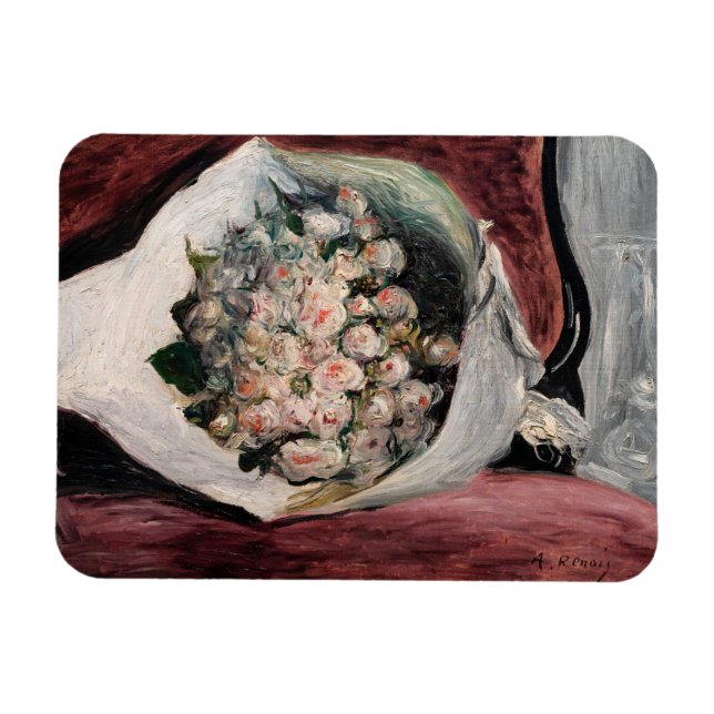 Pierre-Auguste Renoir - Bouquet i en låda Magnet (Horisontell)