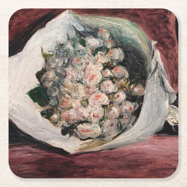 Pierre-Auguste Renoir - Bouquet i en låda Underlägg Papper Kvadrat (Framsidan)