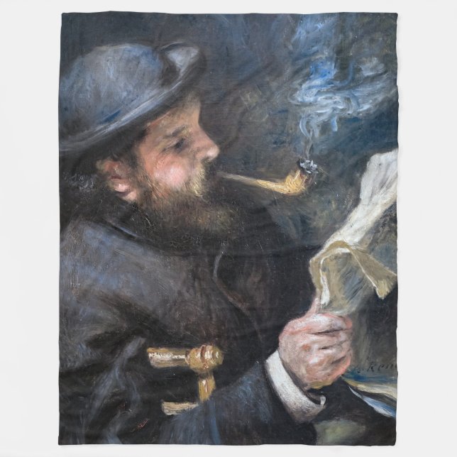 Pierre-Auguste Renoir - Claude Monet Reading Fleecefilt (Framsidan)