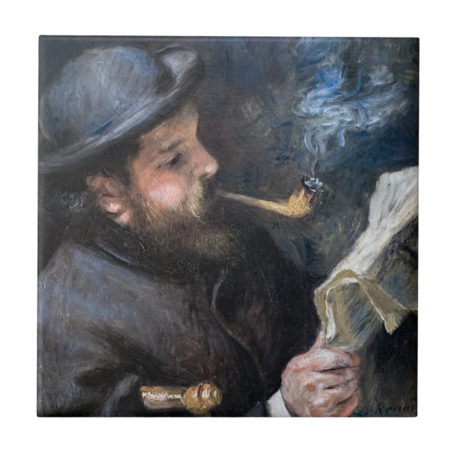 Pierre-Auguste Renoir - Claude Monet Reading Kakelplatta (Framsidan)