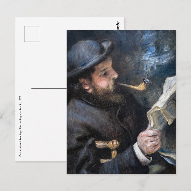 Pierre-Auguste Renoir - Claude Monet Reading Vykort (Fram/baksida)