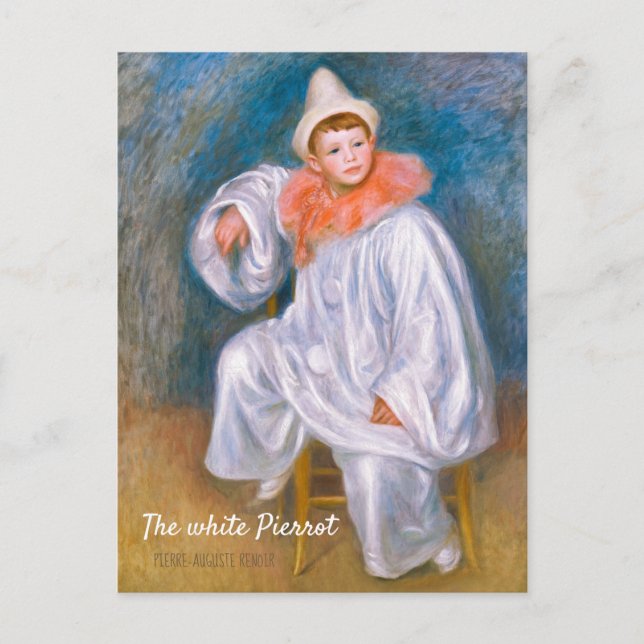Pierre-Auguste Renoir Den vita Pierrot CC1066 Vykort (Framsida)