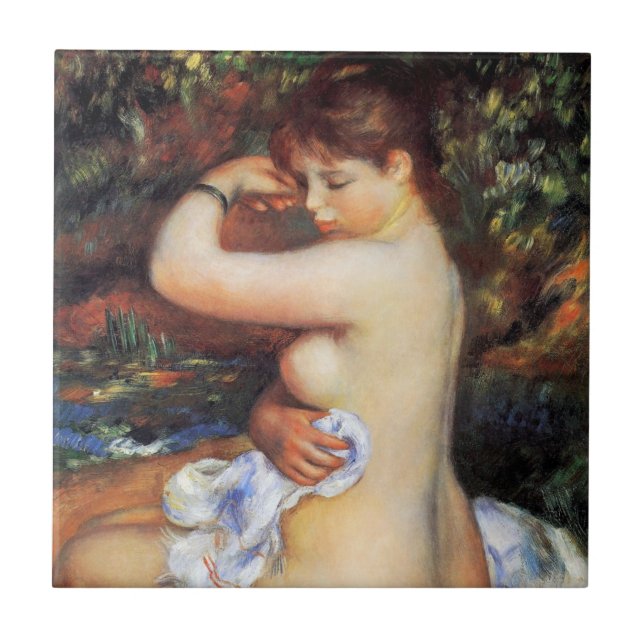 Pierre Auguste Renoir - Efter badet Kakelplatta (Framsidan)