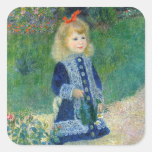 Pierre-Auguste Renoir - En flicka med en vaktburk Fyrkantigt Klistermärke