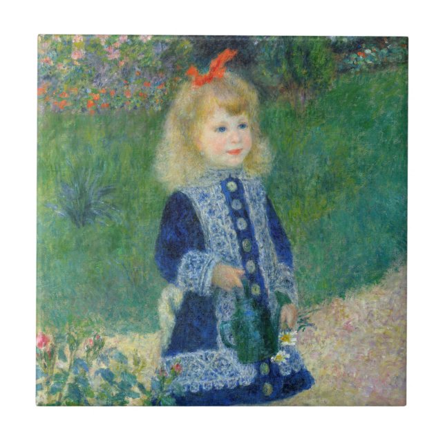 Pierre-Auguste Renoir - En flicka med en vaktburk Kakelplatta (Framsidan)