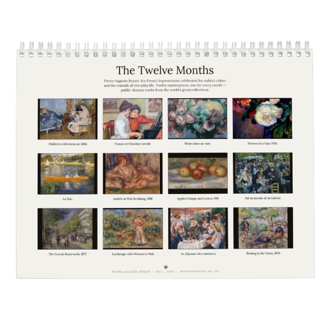 Pierre-Auguste Renoir Fint Konstkalender för Vägg Kalender (Baksida)